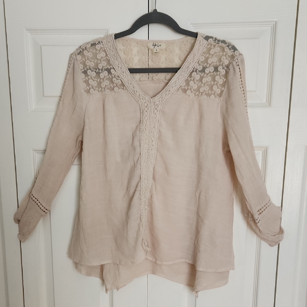 Lace Detail Blouse - Beige